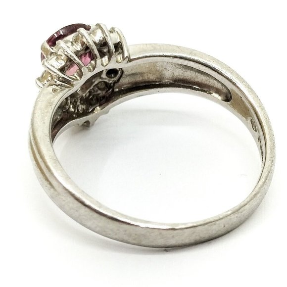 RUBY & DIAMOND PLATINUM White Gold Ring Real Genuine AUTHENTIC Sz 6.75 Vintage - Picture 10 of 10